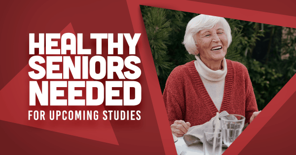 Older woman laughing, healthy seniors needed for upcoming research studies, clinical research